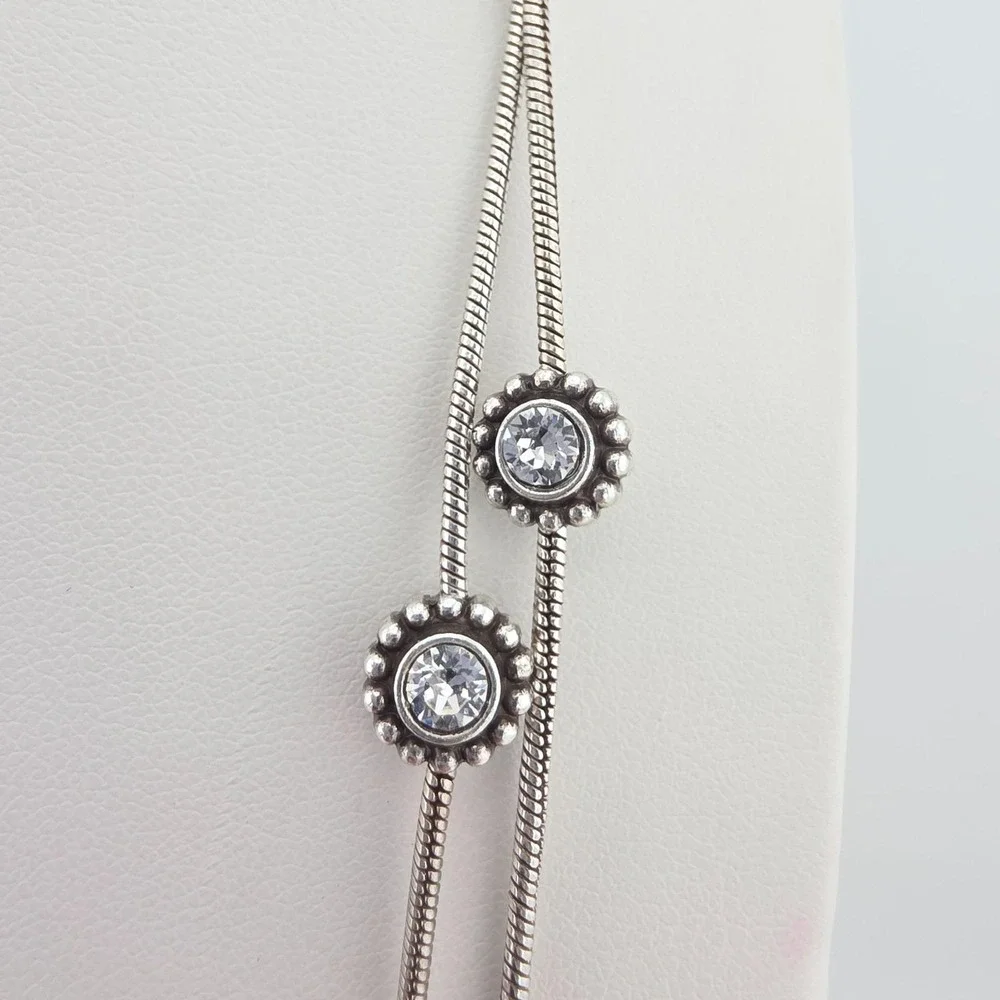 BRIGHTON 'Twinkle' Long Necklace SWAROVSKI Crystals Snake Chain Silver Plate 44